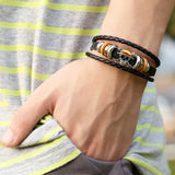 One Piece Leather Weave Bracelet Luffy Keyring Charm Punk Bangles