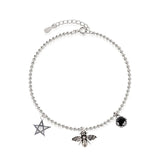 925 Sterling Thai Silver Bee Anklet Foot Chain Jewelry for Women Girls