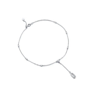 Elegant Silver Anklet with Beads and Charms