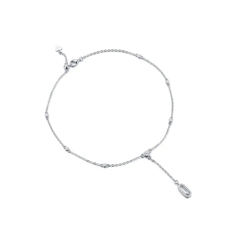 Elegant Silver Anklet with Beads and Charms