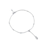 Elegant Silver Anklet with Beads and Charms