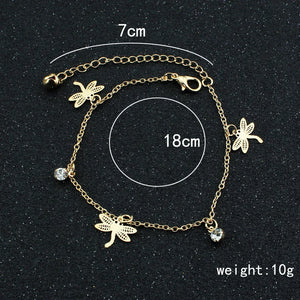 Rhinestone Anklet Set for Women - Pack of 10