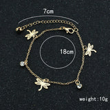 Rhinestone Anklet Set for Women - Pack of 10