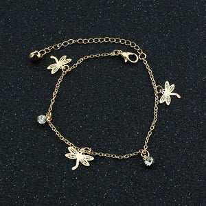 Rhinestone Anklet Set for Women - Pack of 10
