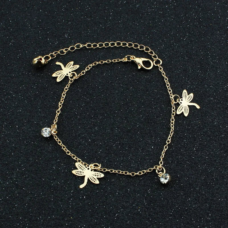 Rhinestone Anklet Set for Women - Pack of 10