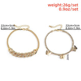 Retro Butterfly Rhinestone Anklet for Women