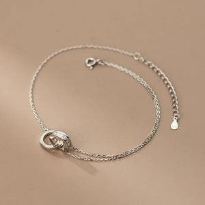Sterling Silver Anklet with Rose Zirconia for Women