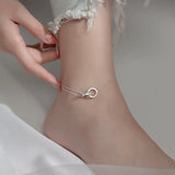 Sterling Silver Anklet with Rose Zirconia for Women
