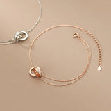 Sterling Silver Anklet with Rose Zirconia for Women
