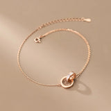 Sterling Silver Anklet with Rose Zirconia for Women