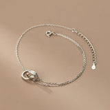 Sterling Silver Anklet with Rose Zirconia for Women