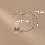 Sterling Silver Anklet with Rose Zirconia for Women