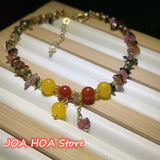Hand-made Hetian Jade Anklet with Tourmaline Pearl Beads