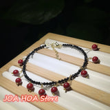 Hand-made Hetian Jade Anklet with Tourmaline Pearl Beads