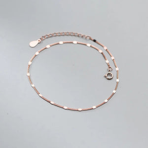 925 Sterling Silver Anklet Chain Women On Foot