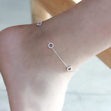 925 Silver Adjustable Anklets for Women Girls Beach Barefoot Jewelry