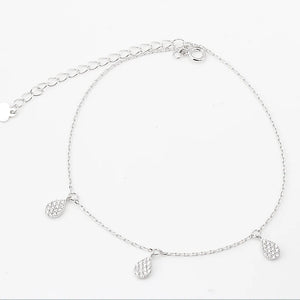 S925 Pure Silver Sandals Beach Chain Anklets with Small Zircon