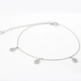 S925 Pure Silver Sandals Beach Chain Anklets with Small Zircon