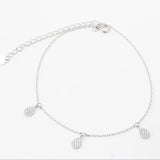 S925 Pure Silver Sandals Beach Chain Anklets with Small Zircon