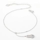 925 Silver Anklet Bracelet with Small Zircon Decoration for Women