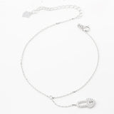 925 Silver Anklet Bracelet with Small Zircon Decoration for Women