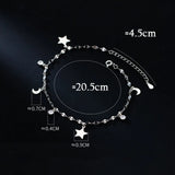 Silver 925 Star Moon Zircon Anklet for Women