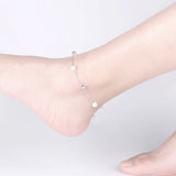 Sparkling Crystal Pearl Beads Anklet 925 Silver Office Career Style Bracelet
