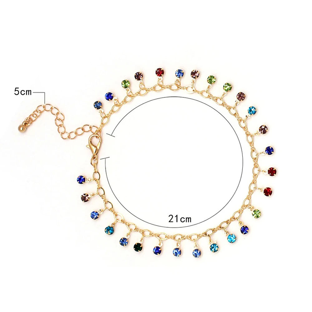 Crystal Rhinestone Anklet Female Beach Feet Jewelry For Woman