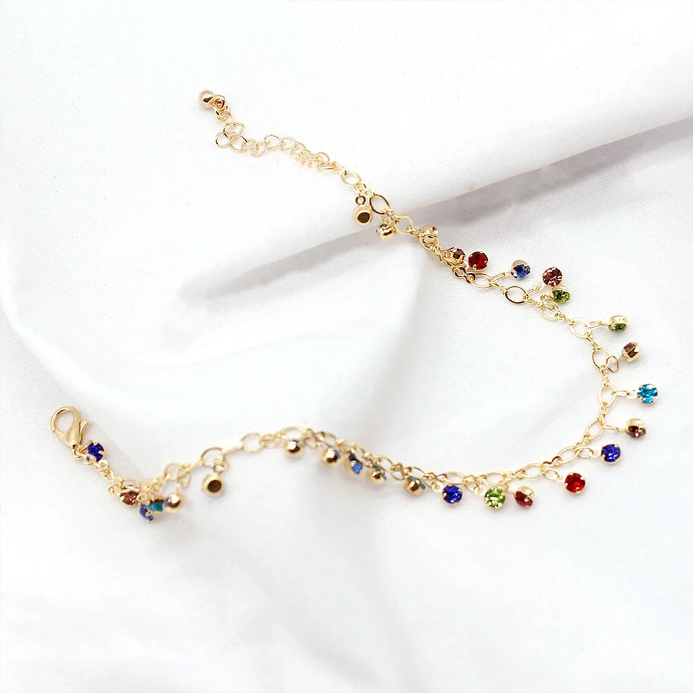 Crystal Rhinestone Anklet Female Beach Feet Jewelry For Woman