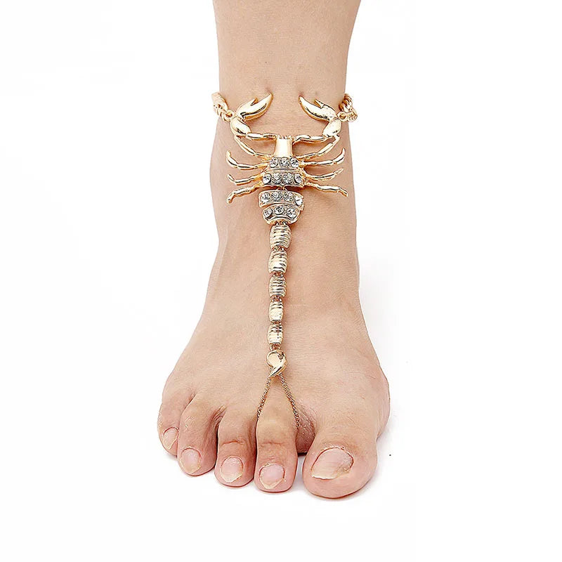 Scorpion Anklet Bracelet Bohemian Jewelry Beach Foot Toe Ring