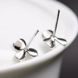 925 Silver Three Leaf Stud Earrings Women Engagement Jewelry Brincos