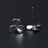 925 Silver Three Leaf Stud Earrings Women Engagement Jewelry Brincos