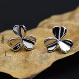 925 Silver Three Leaf Stud Earrings Women Engagement Jewelry Brincos