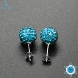 925 Silver Crystal Stud Earrings Brincos Bijoux Hot Vintage Jewelry