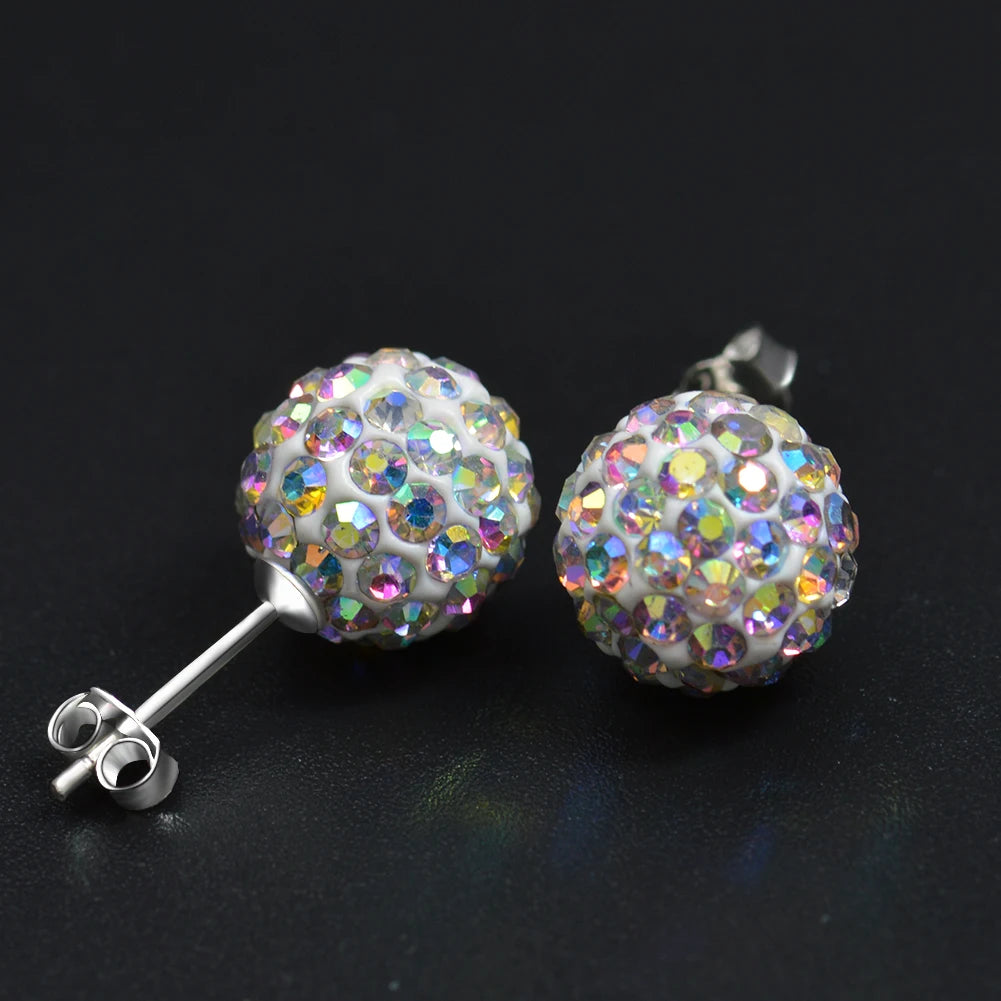 925 Silver Crystal Stud Earrings Brincos Bijoux Hot Vintage Jewelry