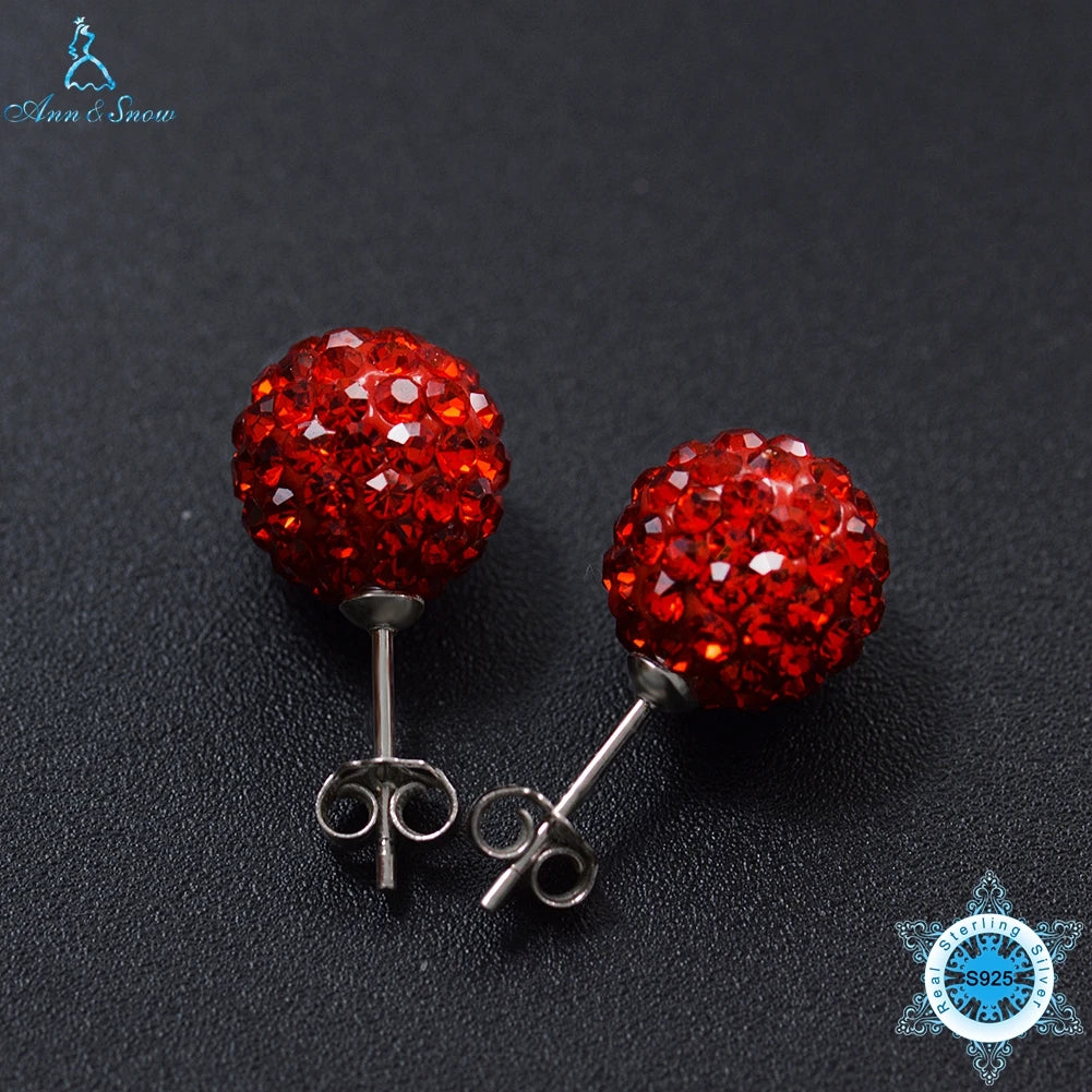 925 Silver Crystal Stud Earrings Brincos Bijoux Hot Vintage Jewelry