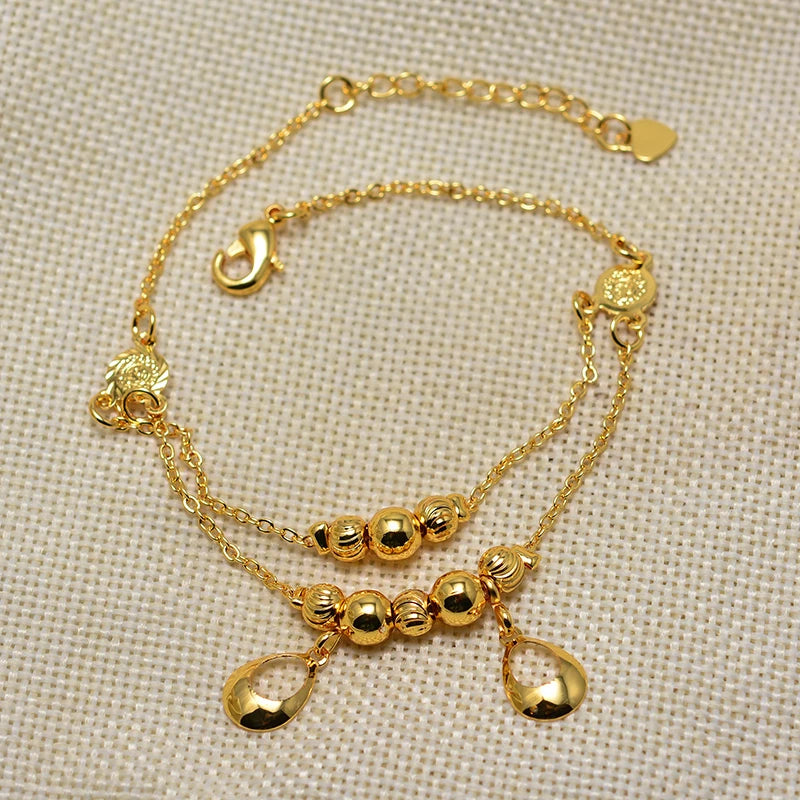 Annayoyo Dubai Arab Vintage Link Chain Anklets For Women Men Baby Ankle Bracelet