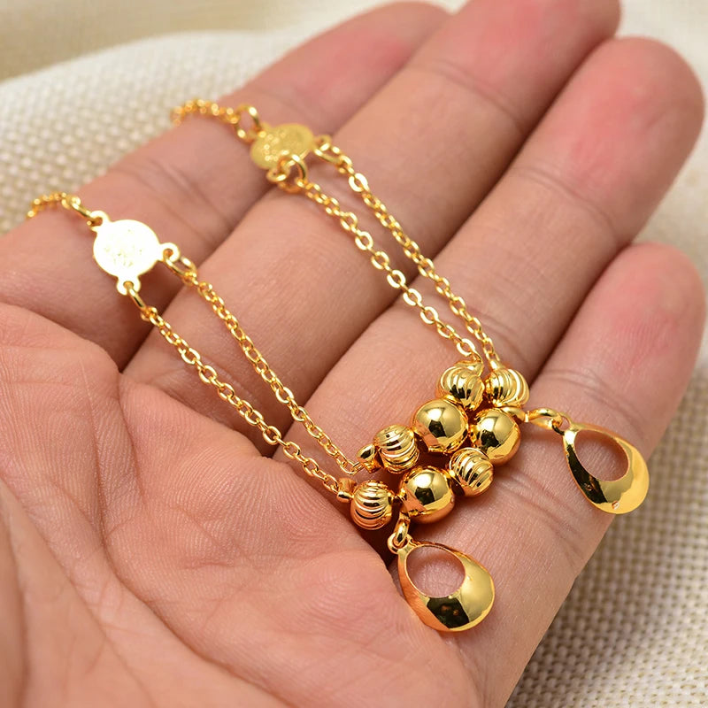 Annayoyo Dubai Arab Vintage Gold Chain Anklets For Women