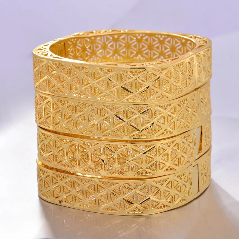 Annayoyo Ethiopian 4Pcs/lot Africa Bangles for Women Dubai Bride Bracelet