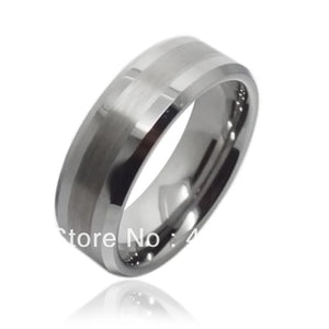 Tungsten Carbide Ring Brushed Center Comfort Fit Ring