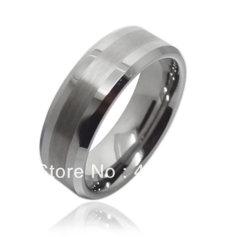 Tungsten Carbide Ring Brushed Center Comfort Fit Ring