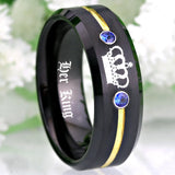 Wedding Rings Set His Queen-Her King Tungsten With Blue CZ Women Ring Men's Ring