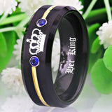 Wedding Rings Set His Queen-Her King Tungsten With Blue CZ Women Ring Men's Ring