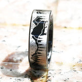 Night Forest View Tungsten Ring Anniversary Gift