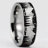 Night Forest View Tungsten Ring Anniversary Gift