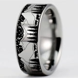 Night Forest View Tungsten Ring Anniversary Gift