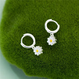925 Sterling Silver Daisy Flowers Dangle Earrings Women Girl GMN112