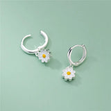 925 Sterling Silver Daisy Flowers Dangle Earrings Women Girl GMN112