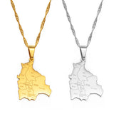 Anniyoc Bolivia Map Cities Name Pendant Necklace for Women