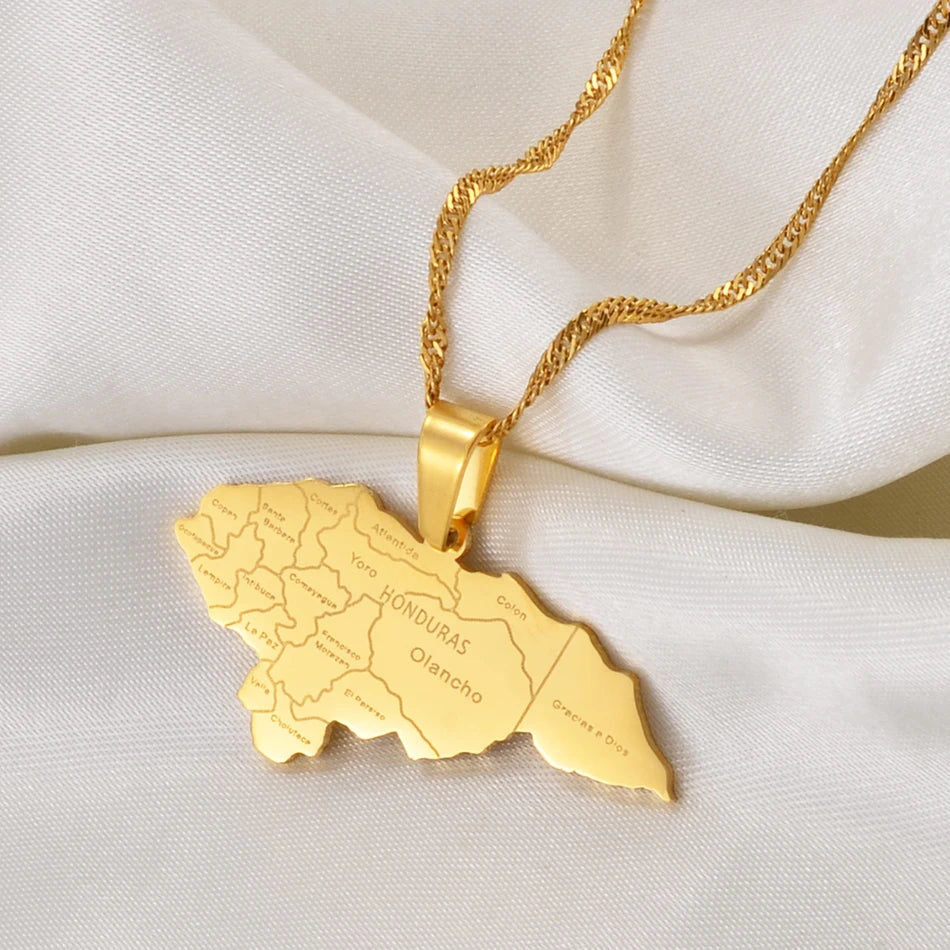 Anniyoc Honduras Map Pendant Necklace for Women #233621